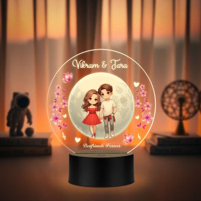 Personalized Best Friends Forever Theme LED Night Light, Custom with Names, Warm White Light Gift for Best Friend